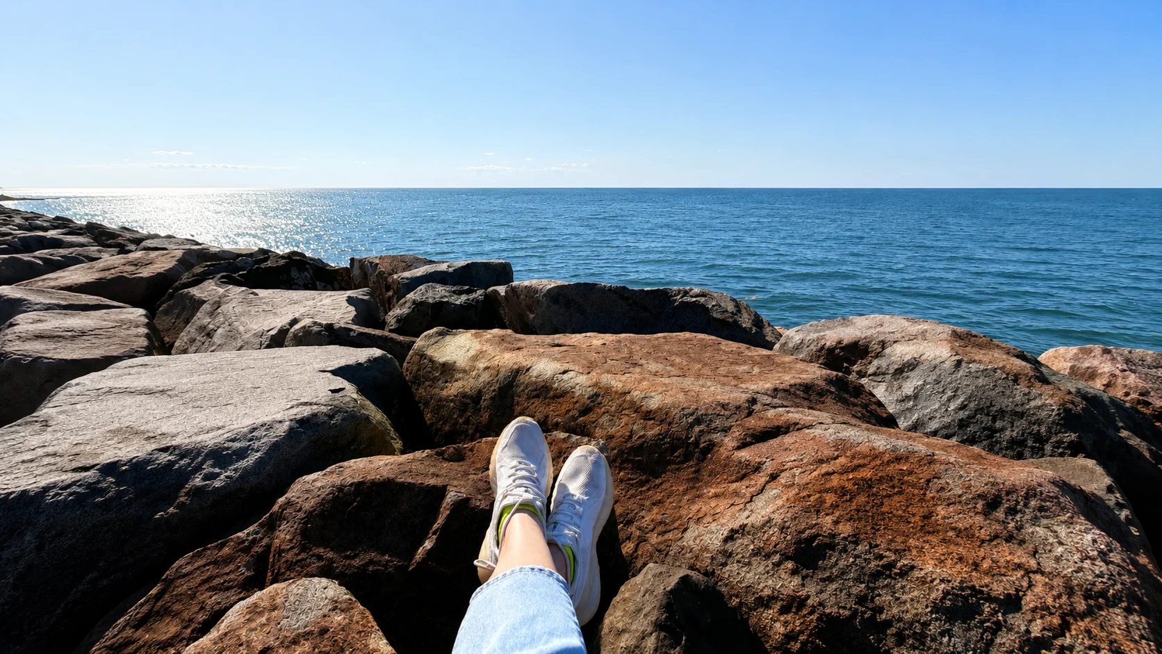Large boulders on shoreline