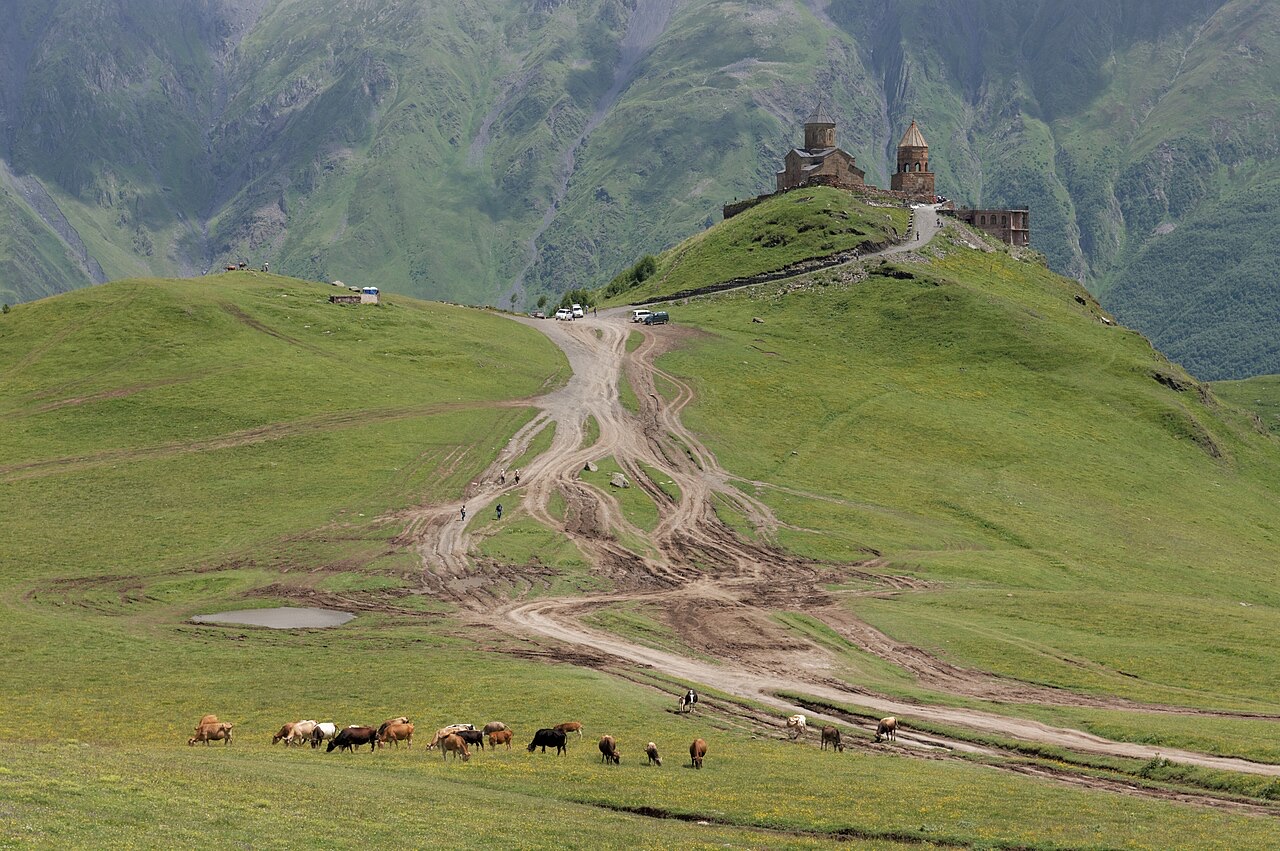 Gergeti Trinity Church on the Tbilisi to Kazbegi driving route