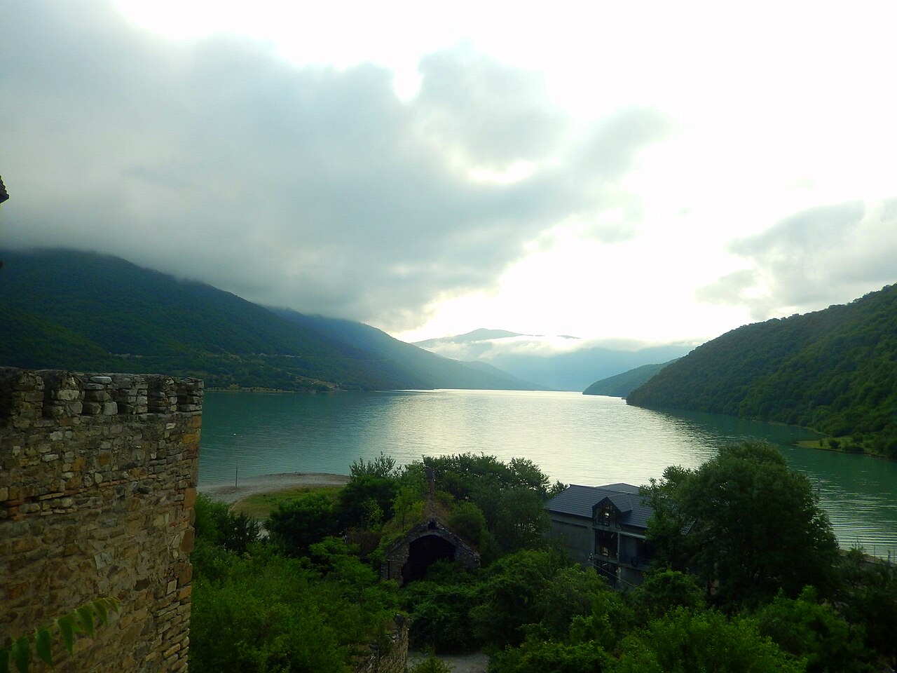 Zhinvali Reservoir viewpoint on the Tbilisi to Kazbegi driving route