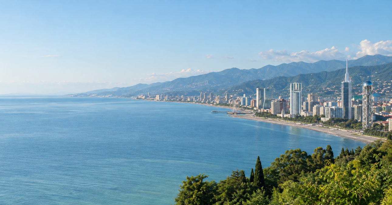 Batumi coastline and mountains